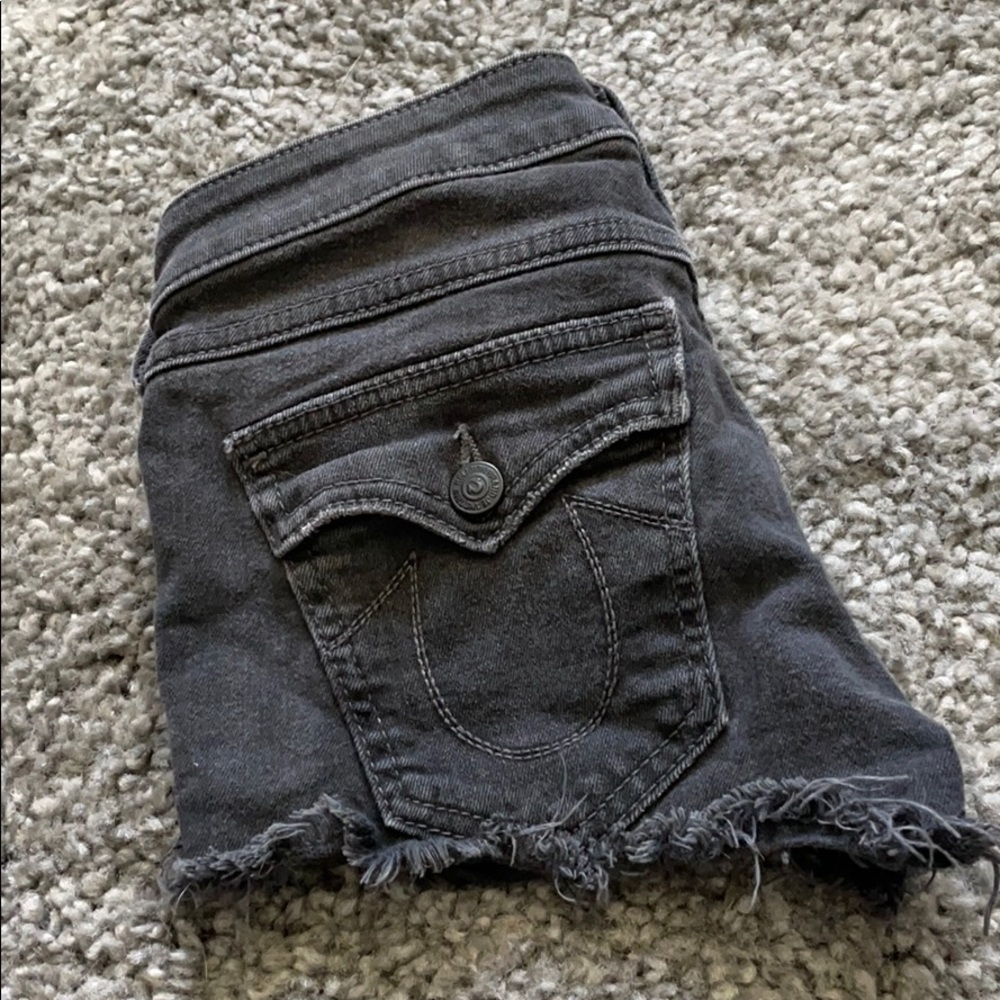 True Religion Black Cut off Shorts